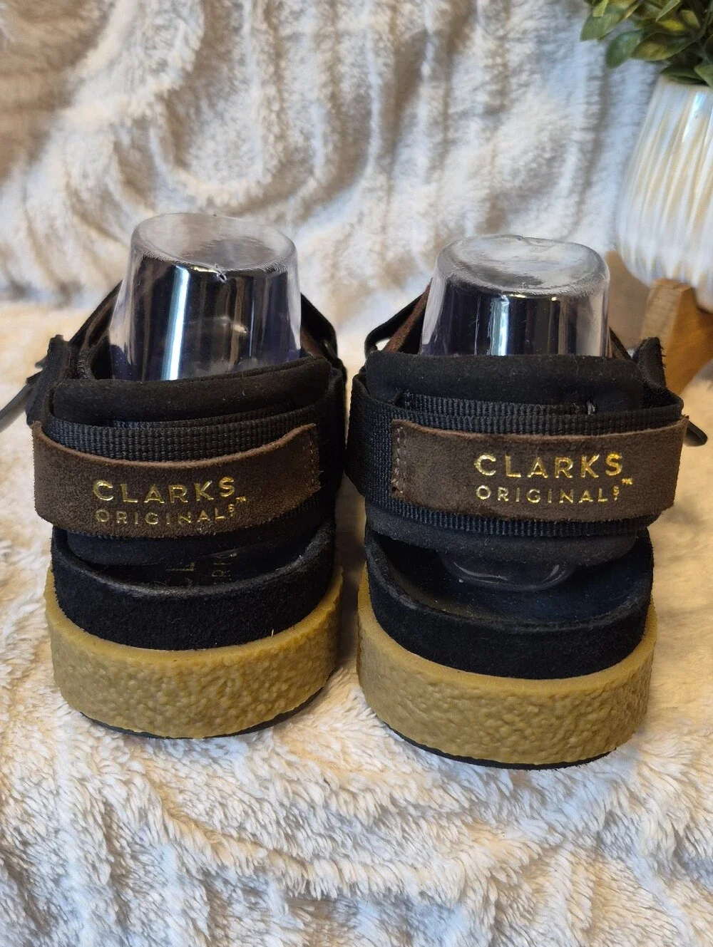 Clarks Brown and Black Men’s Strapped Sandals with Yellow Sole